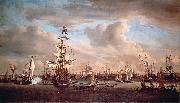 willem van de velde  the younger Cornelis de Tromp's former flagship the 'Gouden Leeuw' on the IJ in front of Amsterdam oil on canvas